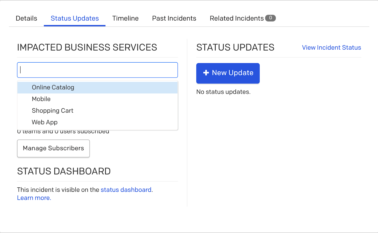 Use status updates to communicate with stakeholders